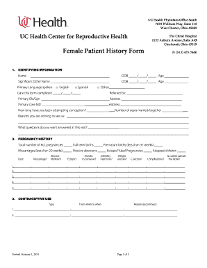 NEW PATIENT HISTORY UC Health  Form