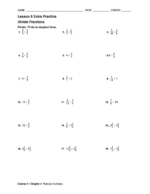 Lesson 8 Skills Practice Divide Fractions Answer Key  Form