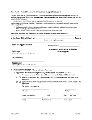 Iowa Application Child Support  Form