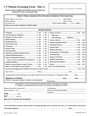 CT Patient Screening Form Part a