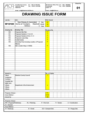Drawing Issue Form XLS