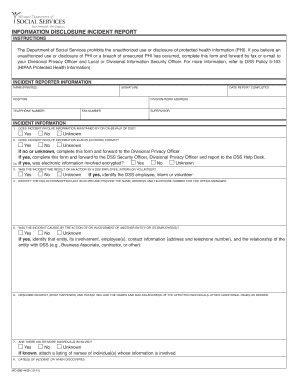 INFORMATION DISCLOSURE INCIDENT REPORT Missouri Dss Mo