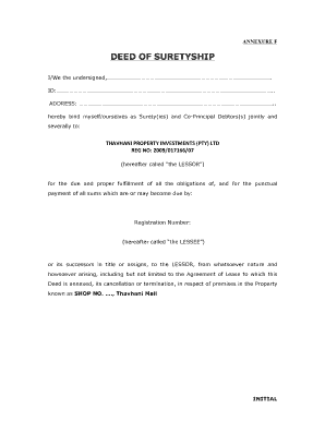 Deed of Surety  Form