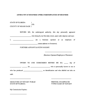 Affidavit for Business Ownership  Form