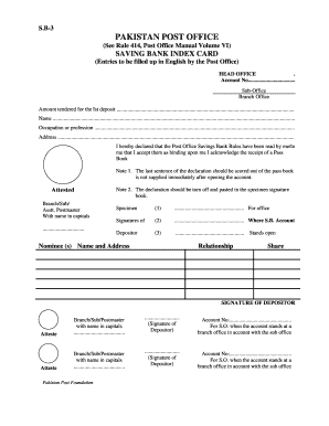 SB 3 Form Pakistan Post Ptc Edu