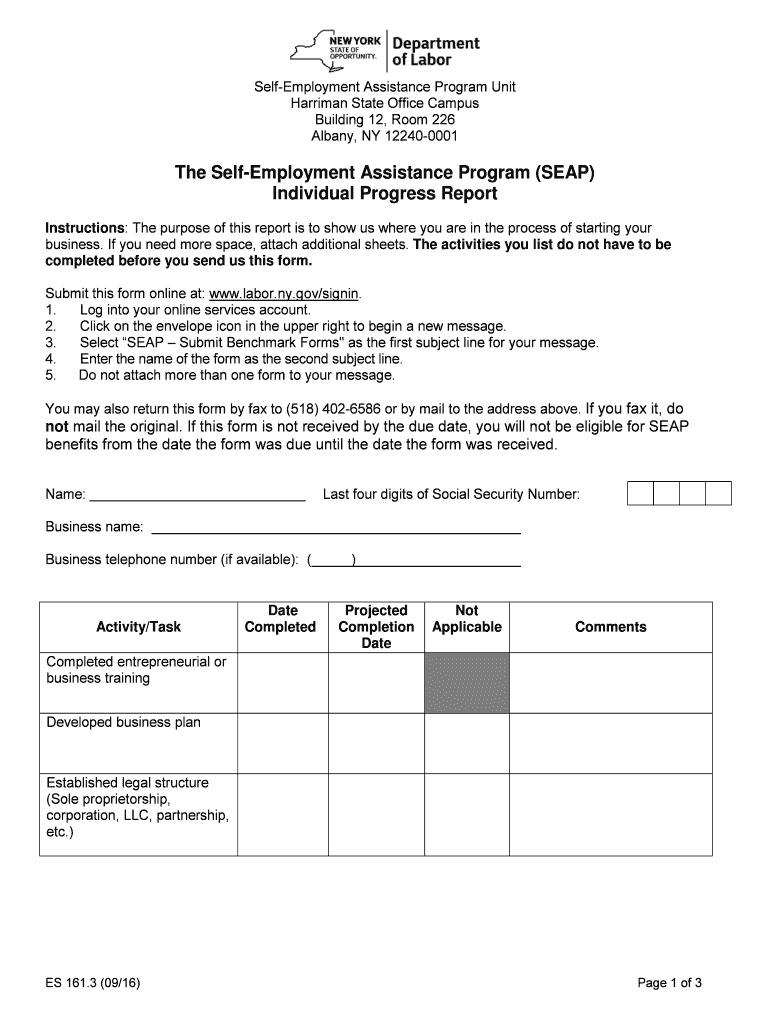  the Self Employment Assistance Program SEAP Individual Progress Report the Self Employment Assistance Program SEAP Individual Pr 2016