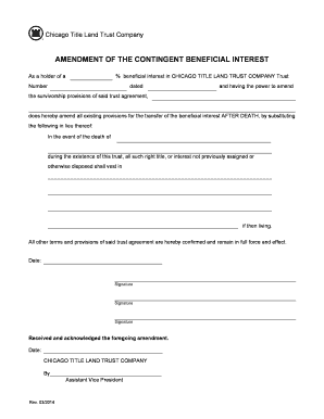  Amendment of the Contingent Beneficial Interest Chicago Title 2014