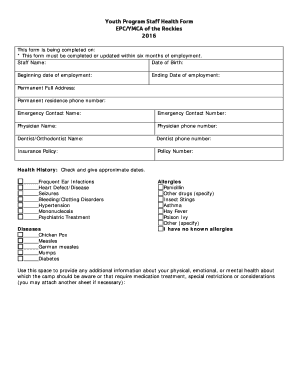 Estes Park Center Ymca  Form