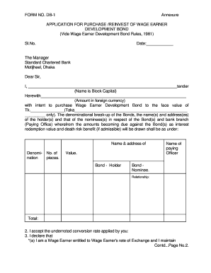 Wage Earners Development Bond  Form