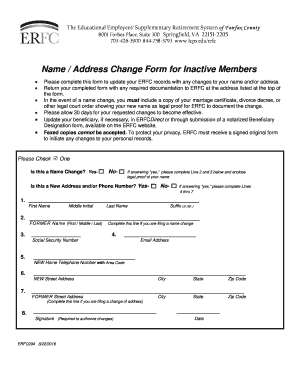  ERFC29A Name Address Change Form for Inactive Members 2016