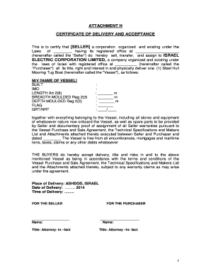 Certificate of Delivery of Goods  Form