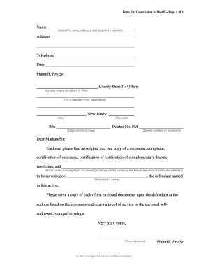 7A Cover Letter to Sheriff Chplnj  Form