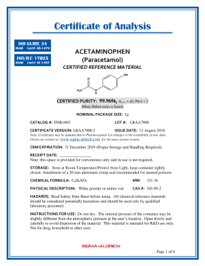 Coa Paracetamol  Form