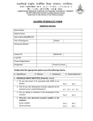 Feedback Form for Alumni