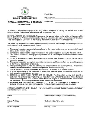  Palo Alto Special Inspection Form 2016