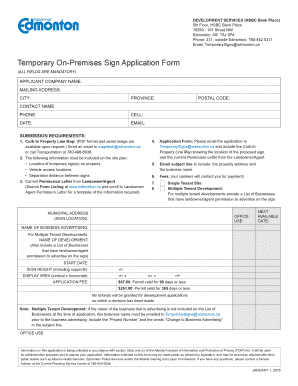  Temporary on Premises Sign Application City of Edmonton Edmonton 2016