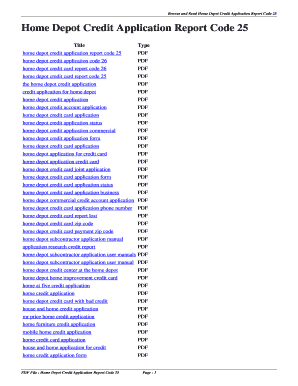 Report Code 25 Home Depot  Form