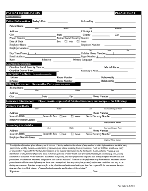 Patient Information Form PDF