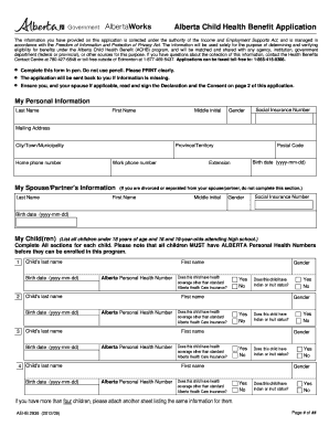 Alberta Adult Health Benefit  Form