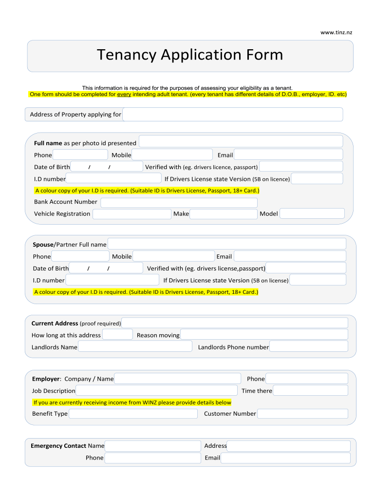 Tenancy Tribunal Application Form Nz