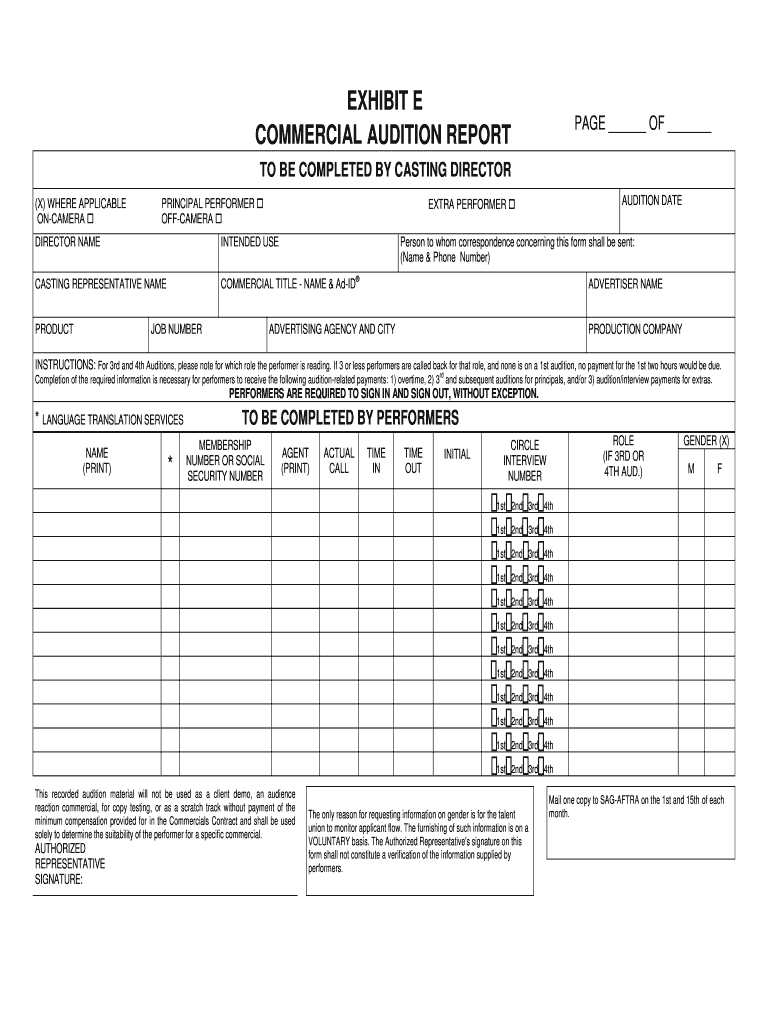 COMMERCIAL AUDITION REPORT  Form