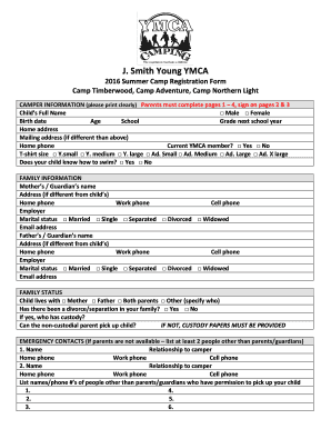 Camp Registration Form Camp Registration Form