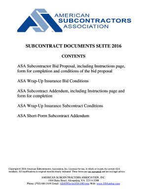 Subcontractor Proposal  Form