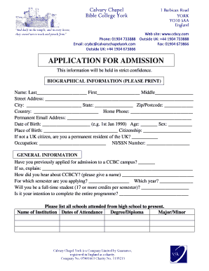 Bible College Forms