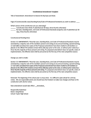 Constitutional Amendment Template Title of Amendment  Form