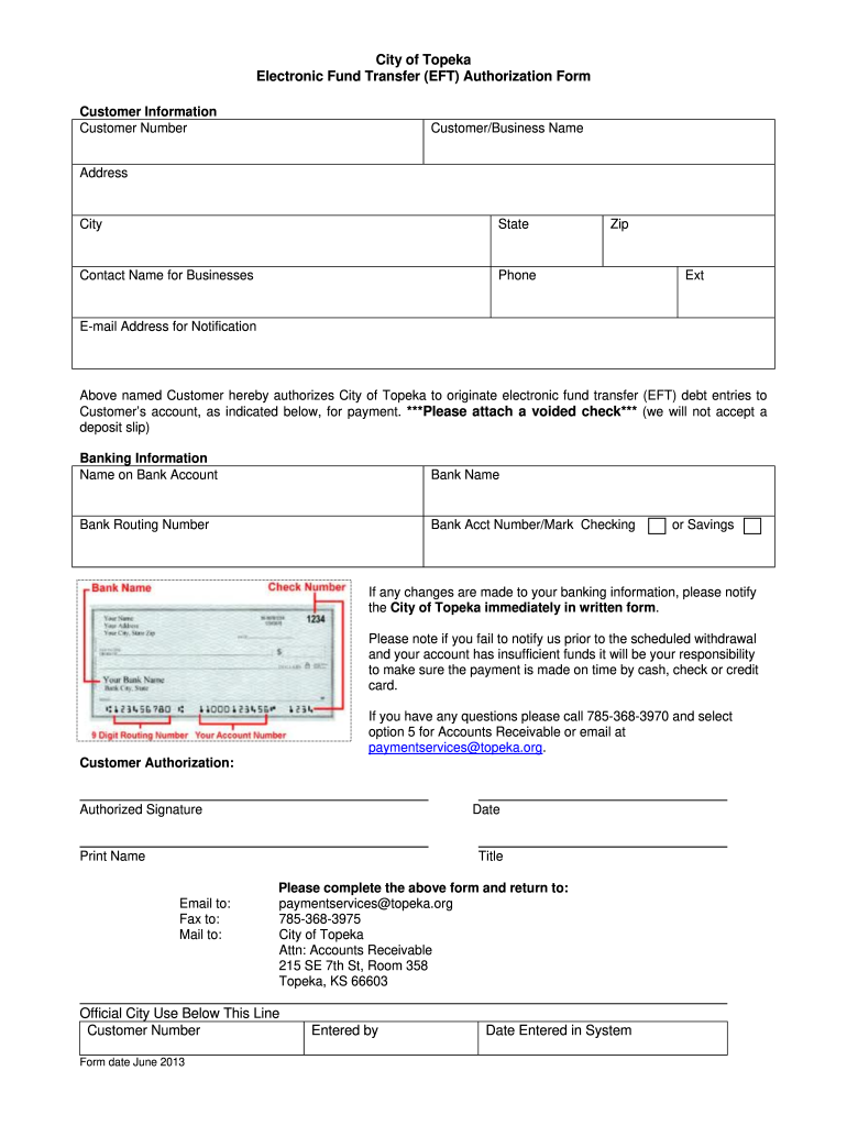 EFT FORM for RECEIVABLES DOC Topeka