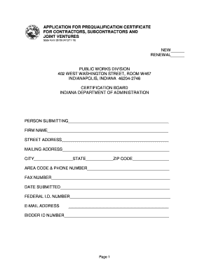 Indiana Prequalification Form 2015-2024