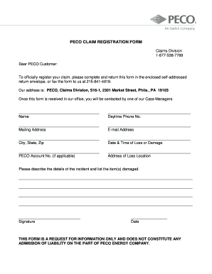 Peco Claim Registration Form