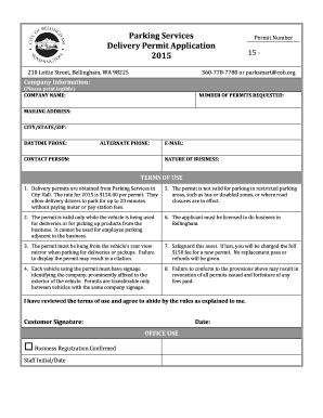 Delivery Permit Sample  Form