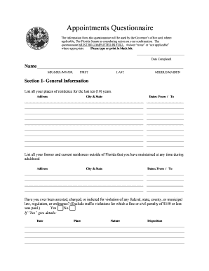 QUESTIONNAIRE for GUBERNATORIAL APPOINTMENTS CARBONE 6 16  Form