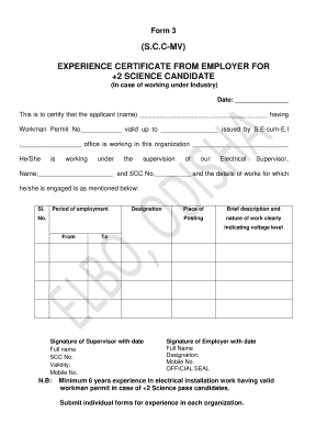 Installation Certificate Format