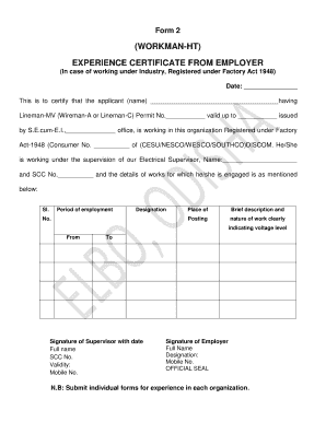 Lineman Certificate  Form