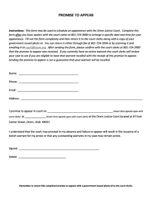 Instructions This Form May Be Used to Schedule an Appearance with the Orem Justice Court Orem