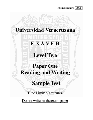 Exaver 2 Sample Test  Form