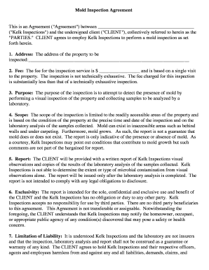 Mold Inspection Agreement  Form