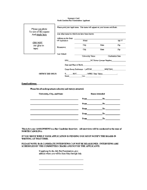 Nc Ncble Summary Examination Sample  Form