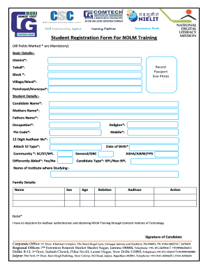 Pmgdisha Student Registration Form PDF