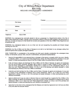 TEMPLATE Police Ride along Waiver  Form