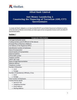 Allied Bank Kyc Form Fill Online, Printable, Fillable, BlankPDFfiller