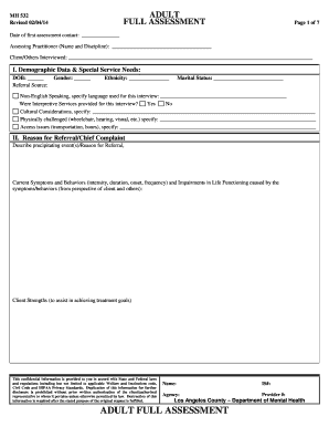 Adult Full Assessment  Form