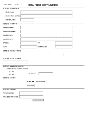 Fedex Shipping Form Template