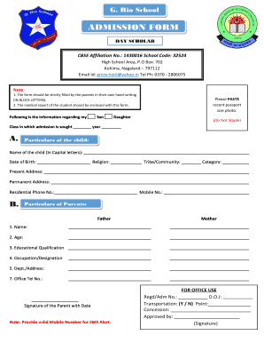 G Rio School Admission Form