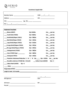 Incontinence Supply Order Molina Healthcare  Form