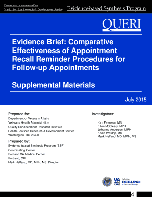 Evidence Brief Comparative Effectiveness of Appointment Recall  Form
