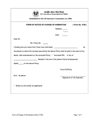 How to Fill Lic Form of Change of Nomination