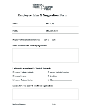 Employee Idea &amp; Suggestion Form